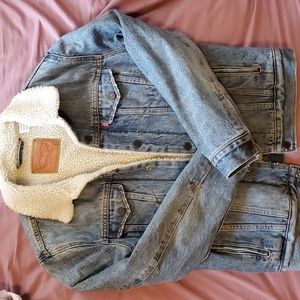 Sherpa denim trucker jacket for men